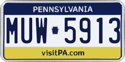 PA license plate MUW5913