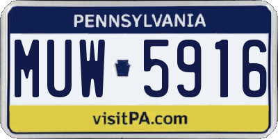 PA license plate MUW5916