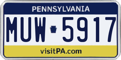 PA license plate MUW5917