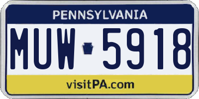 PA license plate MUW5918