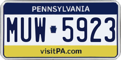 PA license plate MUW5923