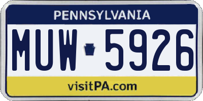 PA license plate MUW5926