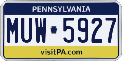 PA license plate MUW5927