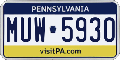 PA license plate MUW5930