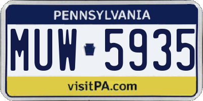 PA license plate MUW5935
