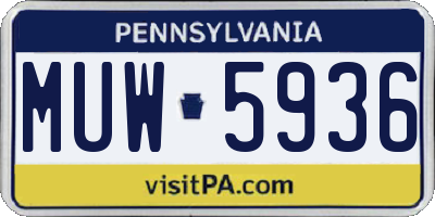 PA license plate MUW5936
