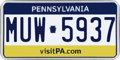 PA license plate MUW5937