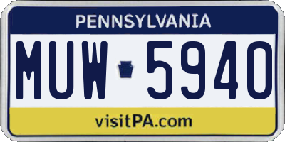 PA license plate MUW5940