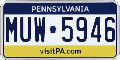 PA license plate MUW5946