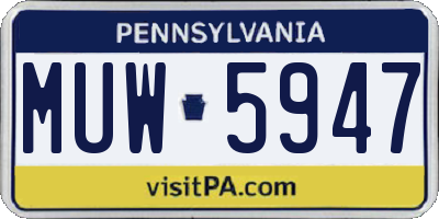 PA license plate MUW5947