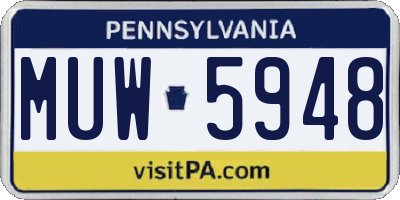 PA license plate MUW5948