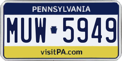 PA license plate MUW5949
