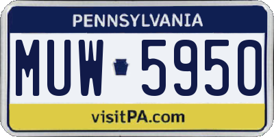 PA license plate MUW5950