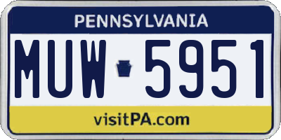 PA license plate MUW5951