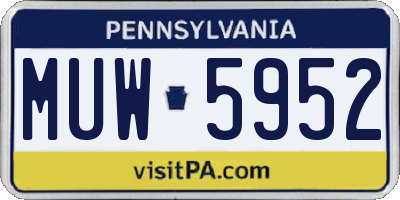 PA license plate MUW5952