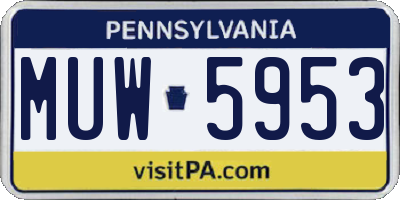 PA license plate MUW5953