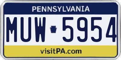 PA license plate MUW5954