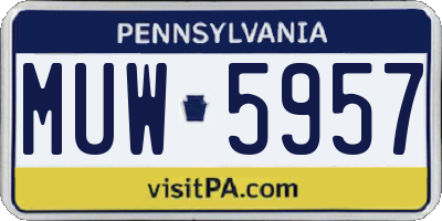 PA license plate MUW5957
