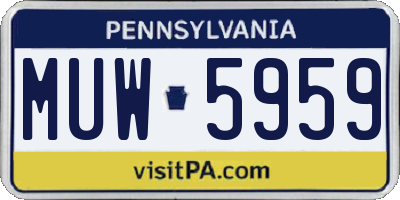 PA license plate MUW5959