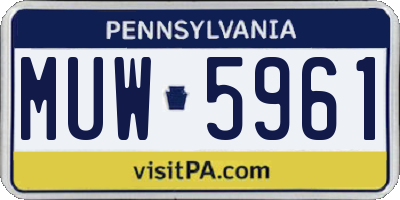 PA license plate MUW5961