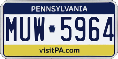 PA license plate MUW5964