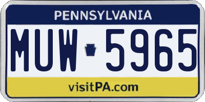PA license plate MUW5965