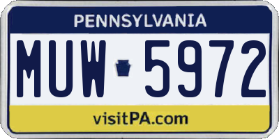 PA license plate MUW5972