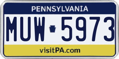 PA license plate MUW5973