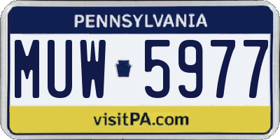 PA license plate MUW5977