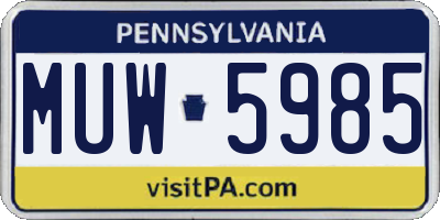 PA license plate MUW5985