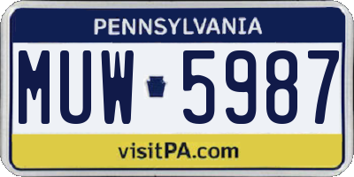 PA license plate MUW5987