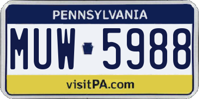 PA license plate MUW5988