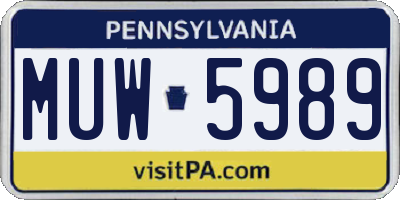 PA license plate MUW5989