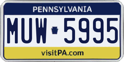 PA license plate MUW5995