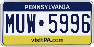PA license plate MUW5996