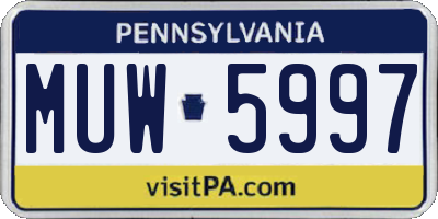 PA license plate MUW5997