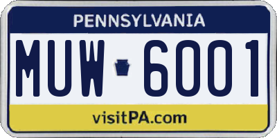 PA license plate MUW6001