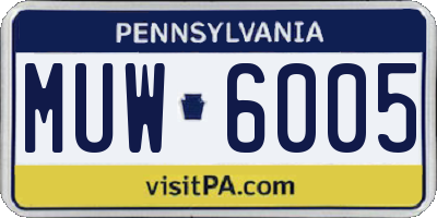 PA license plate MUW6005