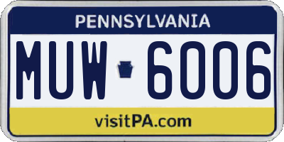PA license plate MUW6006