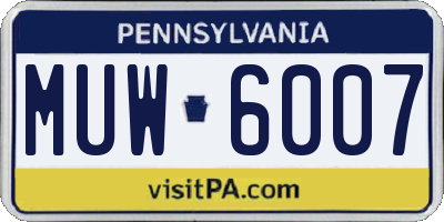 PA license plate MUW6007