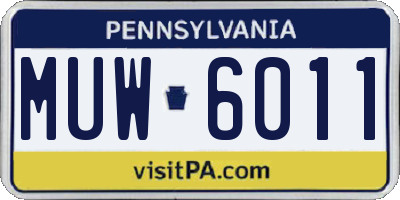 PA license plate MUW6011