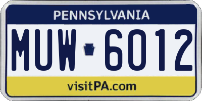 PA license plate MUW6012