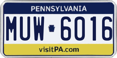PA license plate MUW6016