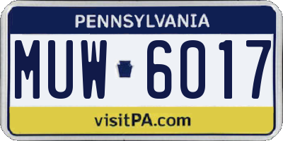 PA license plate MUW6017