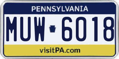 PA license plate MUW6018
