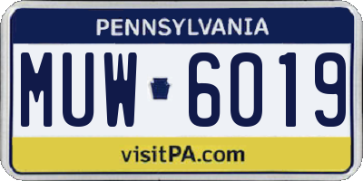 PA license plate MUW6019