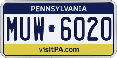 PA license plate MUW6020