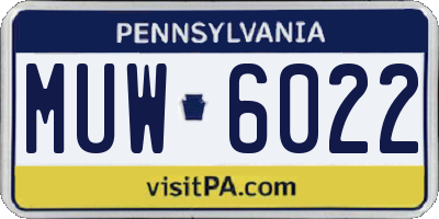 PA license plate MUW6022