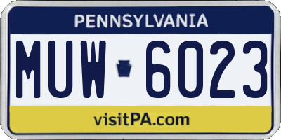 PA license plate MUW6023