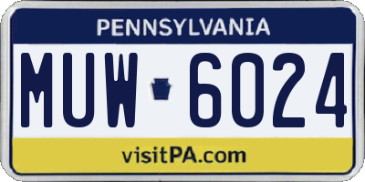 PA license plate MUW6024